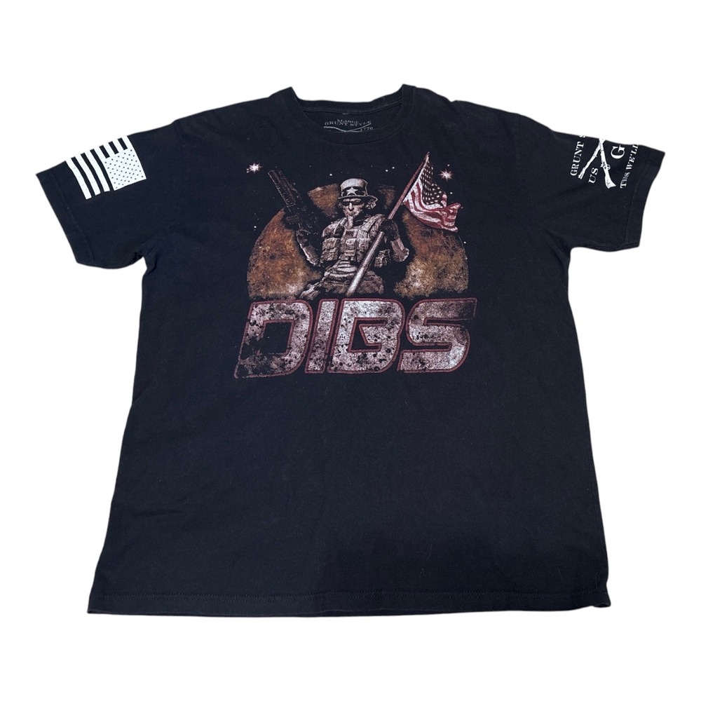 Grunt Style Black DIBS On The Moon Spaceforce Graphic Tshirt, XL, Patriotic, USA